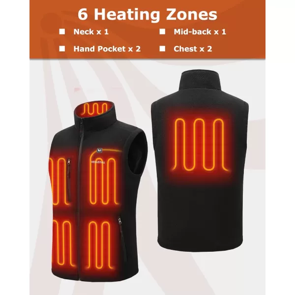 Venustas Men's Recycled Fleece Heated Vest with Battery Pack, Lightweight Insulated Electric Heated Vest