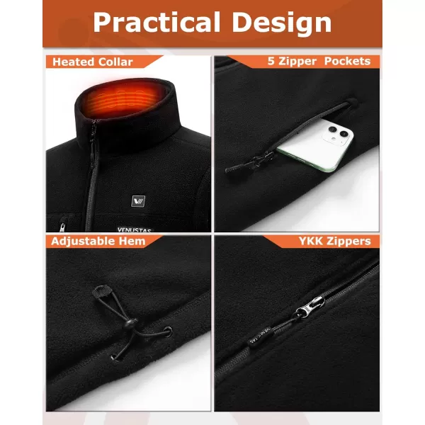 Venustas Men's Recycled Fleece Heated Vest with Battery Pack, Lightweight Insulated Electric Heated Vest