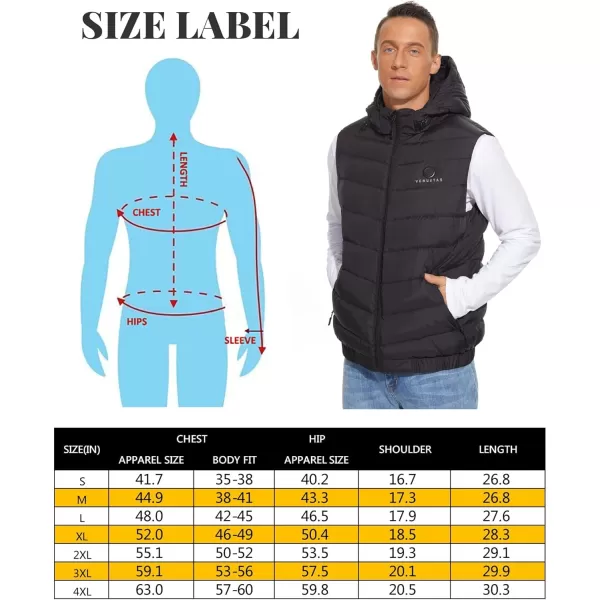 Venustas Men's heated Down Vest with battery pack 7.4V, Lightweight Electric Vest Battery Heated for Men with Detachable hood