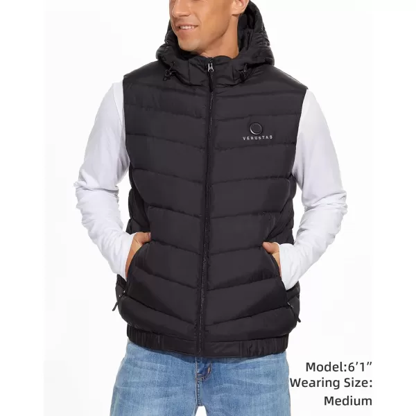 Venustas Men's heated Down Vest with battery pack 7.4V, Lightweight Electric Vest Battery Heated for Men with Detachable hood