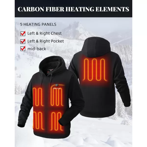 Venustas Pullover Heated Hoodie with battery pack 7.4V for Unisex with 5 heating zones, heated sweatshirt for men and women
