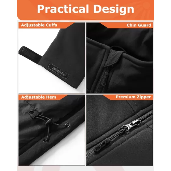 Venustas Softshell Heated Jacket for Men with Battery Pack, Water Repellent Electric Heated Coat