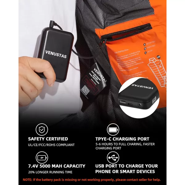 Venustas Unisex Heated hunting Vest with 7.4V Battery Pack, Heated vest for Men and Women with Multi-Pockets