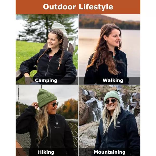 Venustas Women's Fleece Heated Jacket with Battery Pack 7.4V, 5 heating zones, Fleece Heated Coat with Premium Zippers