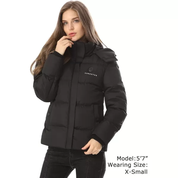 Venustas Women's Heated Down Jacket with Battery Pack 7.4V, Lightweight Heated Puffer Coat with Detachable Hood