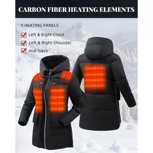 Venustas Women's Heated Jacket with 90% Down Insulation 5 Heating Zones, Thickened Heated Coat for Women 