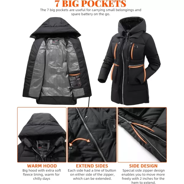 Venustas Women's Heated Jacket with 90% Down Insulation 5 Heating Zones, Thickened Heated Coat for Women 