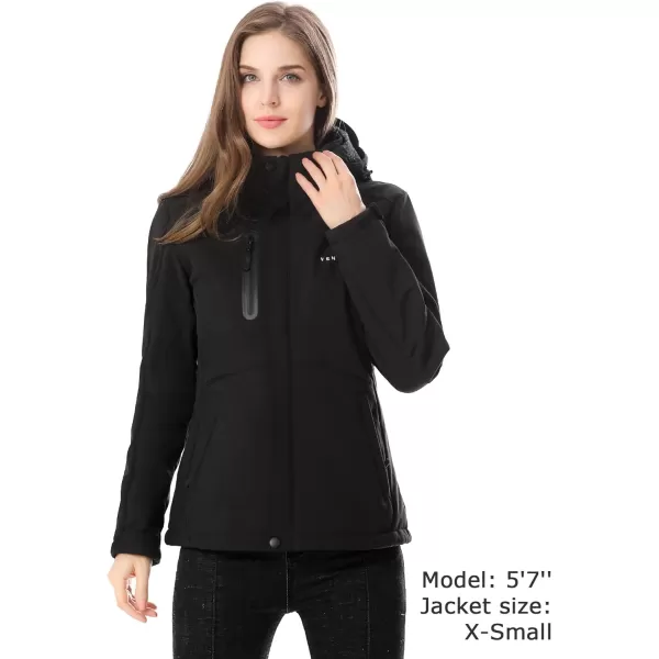 Venustas Women's Heated Jacket with Battery Pack 7.4V, Windproof Electric Insulated Coat with Detachable Hood Slim Fit