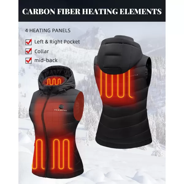 Venustas Women's Heated Vest with 90% Down and Removeable Hood, Lightweight Electric Down Vest with 7.4V Battery Pack