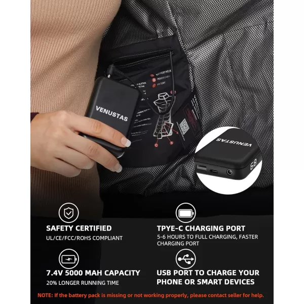 Venustas Women's Heated Vest with 90% Down and Removeable Hood, Lightweight Electric Down Vest with 7.4V Battery Pack