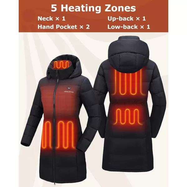 Venustas Women's Recycled Down Heated Jacket with Battery Pack, Winter Heated Puffer Coat with Detachable Hood