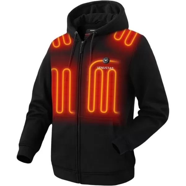Venustas Heated Hoodie with Battery Pack 7.4V , Heated Hoodie for Men and Women Black