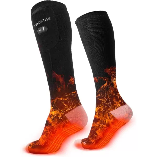 Venustas Heated Socks for Men Women, Rechargeable Electric Socks with Battery Pack, Terrycloth Lining