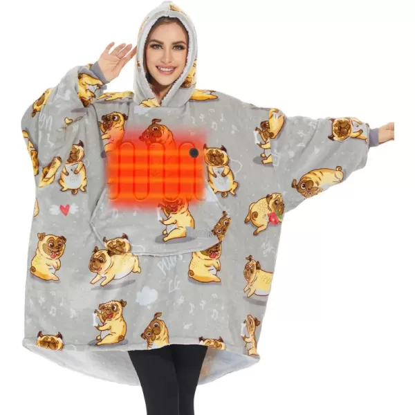 Venustas Heated Wearable Blanket Hoodie with Battery Pack 7.4V, Oversized Sherpa Blanket Hoodie Sweatshirt, Cozy Warm Soft