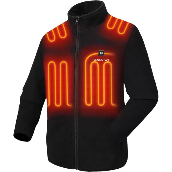 Venustas Mens Heated Jacket, Fleece with Battery Pack 7.4V, Premium Zippers