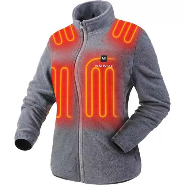 Venustas Women's Fleece Heated Jacket with Battery Pack 7.4V, 5 heating zones, Fleece Heated Coat with Premium Zippers