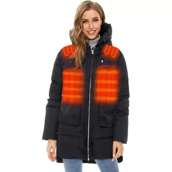 Venustas Women's Heated Jacket with 90% Down Insulation 5 Heating Zones, Thickened Heated Coat for Women