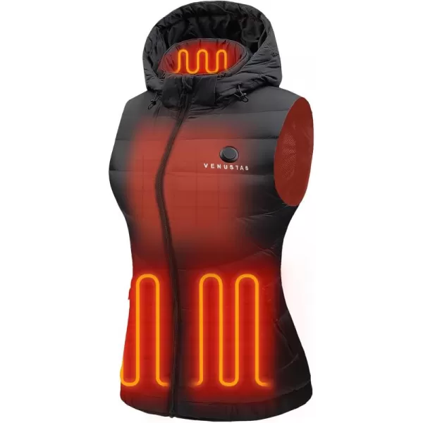 Venustas Women's Heated Vest with 90% Down and Removeable Hood, Lightweight Electric Down Vest with 7.4V Battery Pack