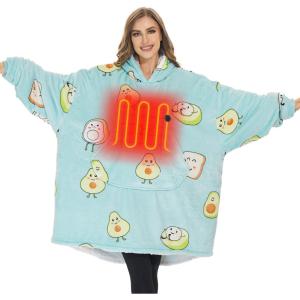 imageVenustas Heated Wearable Blanket Hoodie with Battery Pack 74V Oversized Sherpa Blanket Hoodie Sweatshirt Cozy Warm SoftAvocado