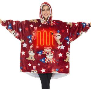 imageVenustas Heated Wearable Blanket Hoodie with Battery Pack 74V Oversized Sherpa Blanket Hoodie Sweatshirt Cozy Warm SoftNational Sloth