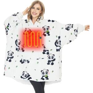 imageVenustas Heated Wearable Blanket Hoodie with Battery Pack 74V Oversized Sherpa Blanket Hoodie Sweatshirt Cozy Warm SoftPanda