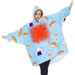 imageVenustas Heated Wearable Blanket Hoodie with Battery Pack 74V Oversized Sherpa Blanket Hoodie Sweatshirt Cozy Warm SoftSushi