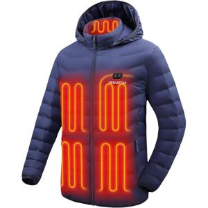 imageVenustas Unisex DualControl Heated Jacket Waterresistant Heated Coat for Women and Men with Battery IncludedNavy