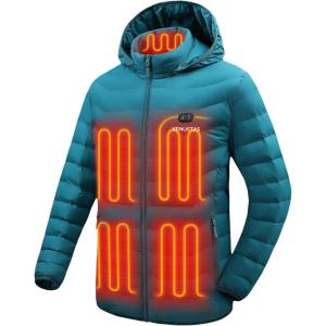 imageVenustas Unisex DualControl Heated Jacket Waterresistant Heated Coat for Women and Men with Battery IncludedOliva Green