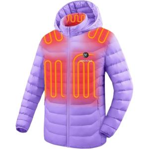 imageVenustas Unisex Heated Jacket with Battery Heated Coat for Women and Men with Detachable HoodPurple