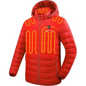 imageVenustas Unisex Heated Jacket with Battery Heated Coat for Women and Men with Detachable HoodRed