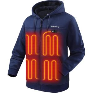 imageVenustas 12V DualControl Heated Hoodie Unisex with Battery Included Electric Heated Sweatshirt Coat for Men Women ZipUpNavy