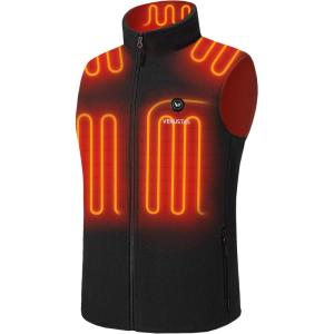 imageVenustas Mens Fleece Heated Vest with Battery Lightweight Insulated Electric VestBlack