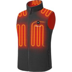 imageVenustas Mens Fleece Heated Vest with Battery Lightweight Insulated Electric VestCharcoal Heather