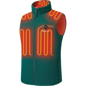 imageVenustas Mens Fleece Heated Vest with Battery Lightweight Insulated Electric VestForest Green