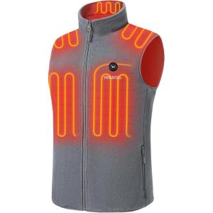 imageVenustas Mens Fleece Heated Vest with Battery Lightweight Insulated Electric VestGrey