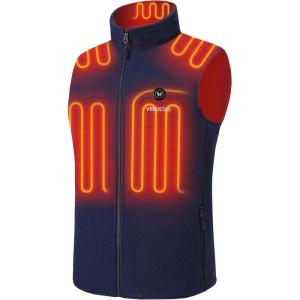 imageVenustas Mens Fleece Heated Vest with Battery Lightweight Insulated Electric VestNavy
