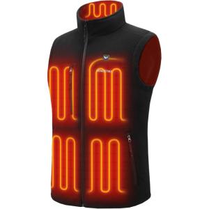 imageVenustas Mens Heated Fleece Vest with 6 Heating Zones Lightweight Recycled Electric Fleece VestBlack