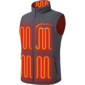 imageVenustas Mens Heated Fleece Vest with 6 Heating Zones Lightweight Recycled Electric Fleece VestCharcoal Heather