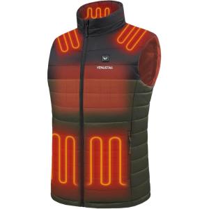 imageVenustas Mens Heated Vest with Battery Lightweight Quilted Vest for MenOliveGrill