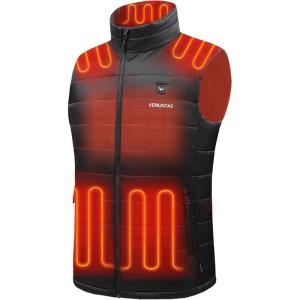 imageVenustas Mens Heated Vest with Battery Up to 20 Hours of Warmth Winter Quilted Vest for OutdoorBlack