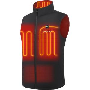 imageVenustas Softshell Heated Vest for Men 10 Hrs Runtime Electric Heating Golf Vest lightweight windproof vestBlack