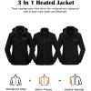 imageVenustas Womens 3in1 Heated Jacket with Battery Waterproof Jacket with Hood for SkiingCarbon Black