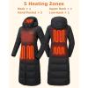 imageVenustas Womens MaxiLength Heated Down Jacket Recycled Long Electric Winter Puffer Coat with BatteryBlack