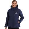 imageVenustas Womens Slim Fit Heated Jacket with Battery Pack Windproof Electric Insulated Coat with Detachable HoodNavy