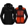imageVenustas Womens 3in1 Heated Jacket with Battery Waterproof Jacket with Hood for SkiingCarbon Black