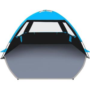 imageVenustas Beach Tent Sun Shelter for 34567810 Person UPF 50 UV Protection Beach Canopy Lightweight and Easy Setup Cabana Portable Shade TentDark ShelterSky Blue