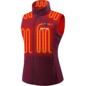 imageVenustas Womens Fleece Heated Vest with Battery Lightweight Electric Heated CoatBurgundy