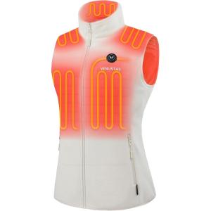 imageVenustas Womens Fleece Heated Vest with Battery Lightweight Electric Heated CoatMilk White