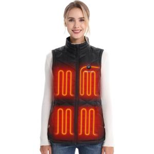 imageVenustas Womens Heated Down Vest with Battery Pack 90 Duck Down Lightweight Electric Vest for Hiking Hunting CampingBlack