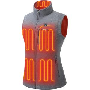imageVenustas Womens Heated Fleece Vest with 6 Heating Zones Ladies Lightweight Recycled Fleece Electric Vest with BatteryGray